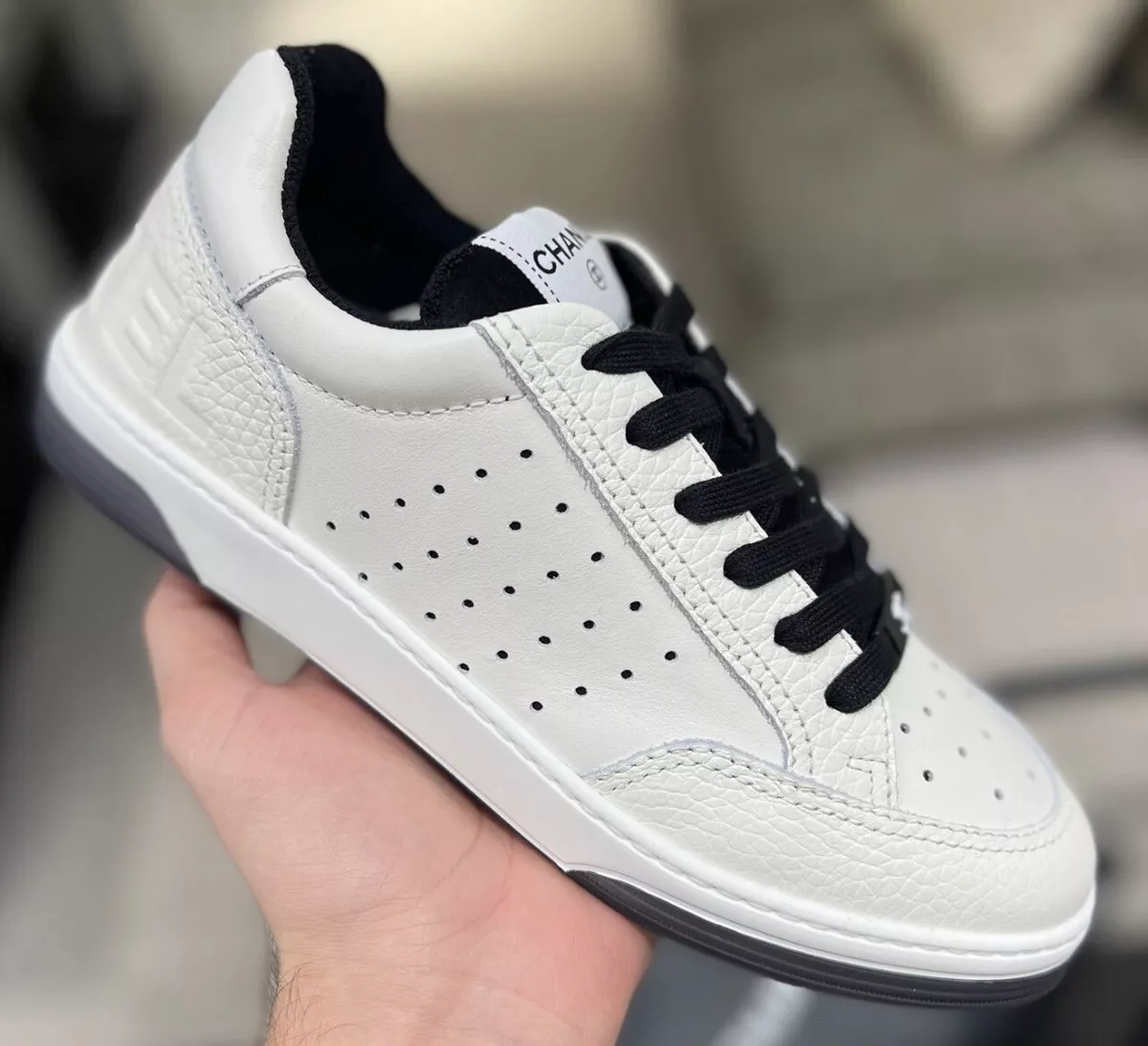 Chanel sneakers black store and white