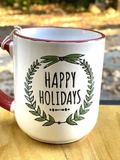 Christmas Holiday Ceramic Stoneware Mug Spectrum Blue Sky Coffee Tea approx 17oz