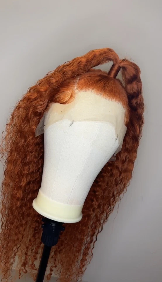 Peluca frontal de encaje naranja 13x4 cabello humano Foto 2 de 4