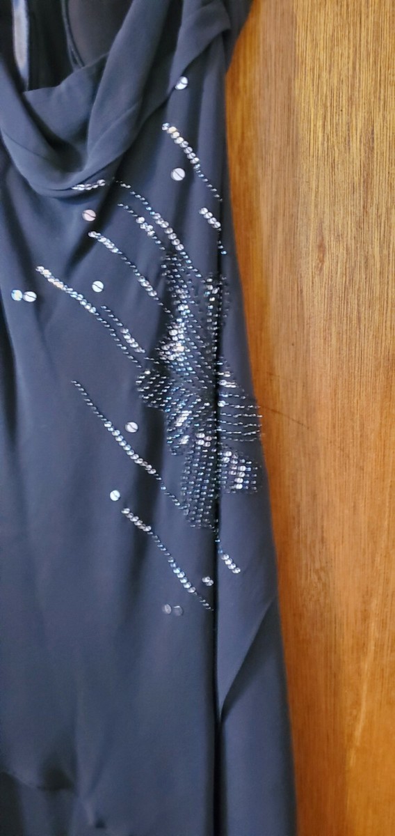 WOMENS VINTAGE BLACK BCBG MAXAZRIA SEQUIN SILK COCKTAIL