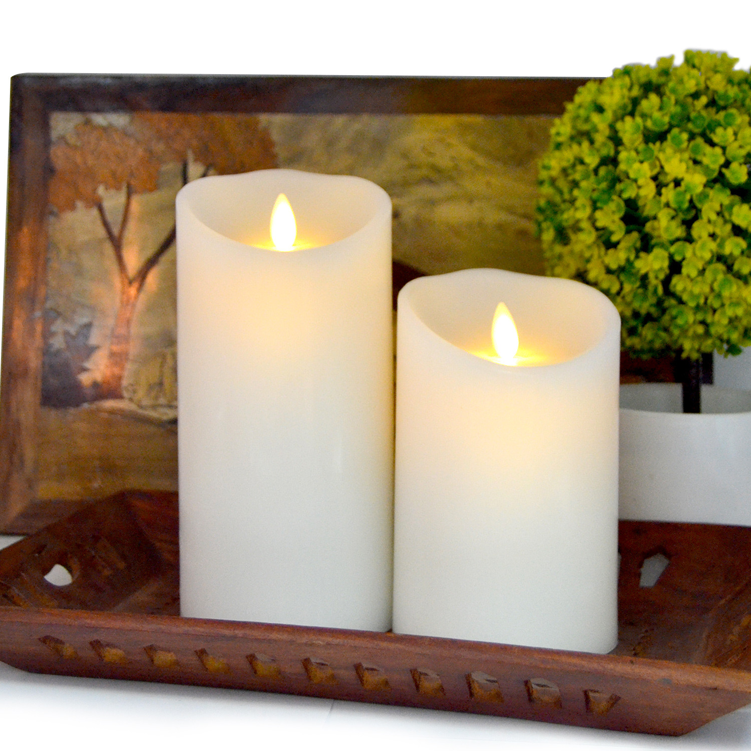Luminara Flicker Flame Effect Scented Led Candle 7" Real Wax White with