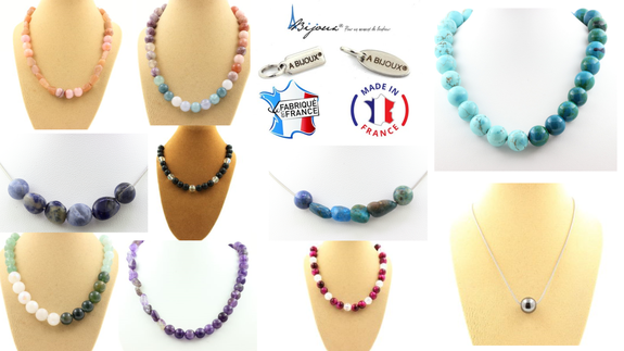 Collier 15 perles Amazonite du Brésil chaîne inox - A Bijoux