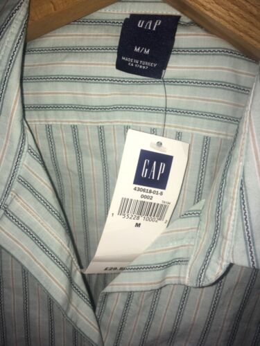 Gap Ladies New pale blue striped double cuff shirt medium - Picture 4 of 9