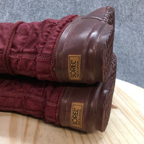 Sorel Waterproof Winter Boots Womens 8 Burgundy Rubber Mid Calf Lace Up Fur - Picture 8 of 19
