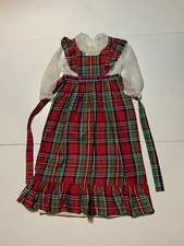 Vintage Sabrina Flocks Hollywood Girls Holiday Christmas Taffeta Plaid Dress 6X