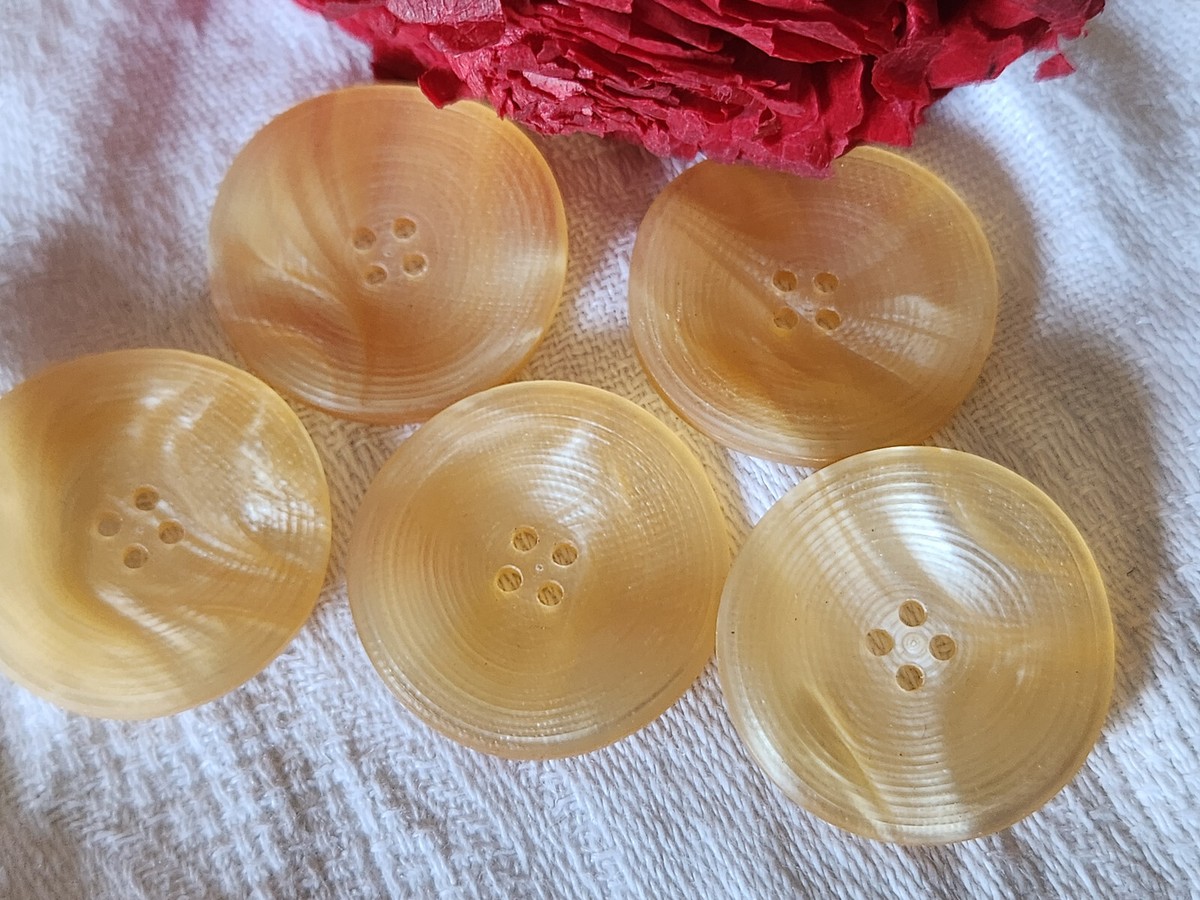 Lot 5 Gros Boutons Vintage Orange - 2,6 Cm, 4 Trous, Ref 3145, Occasion
