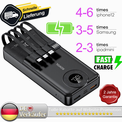 66W Powerbank 50000mAh PD Laptop Externer Akku 5-Port 4Kabel für iPhone Samsung