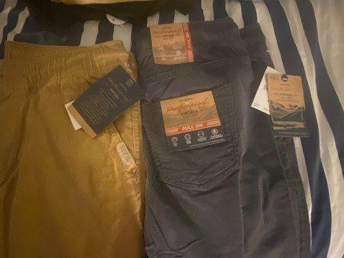 NEW 2 Pair Weatherproof Vintage Boys Corduroy Pants Size XL (18) Beige Blue-Gray - Picture 2 of 3