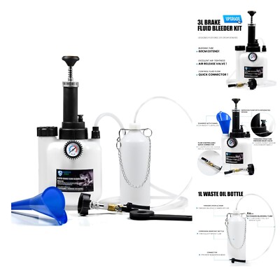 Brake Bleeding Device, 3L Brake Fluid Changer with 1L Brake Bleeder Bottle an...