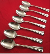 Reed  Barton BROOKSHIRE Stainless Glossy Lot of 7 Oval Soup Spoons 7" Flatware