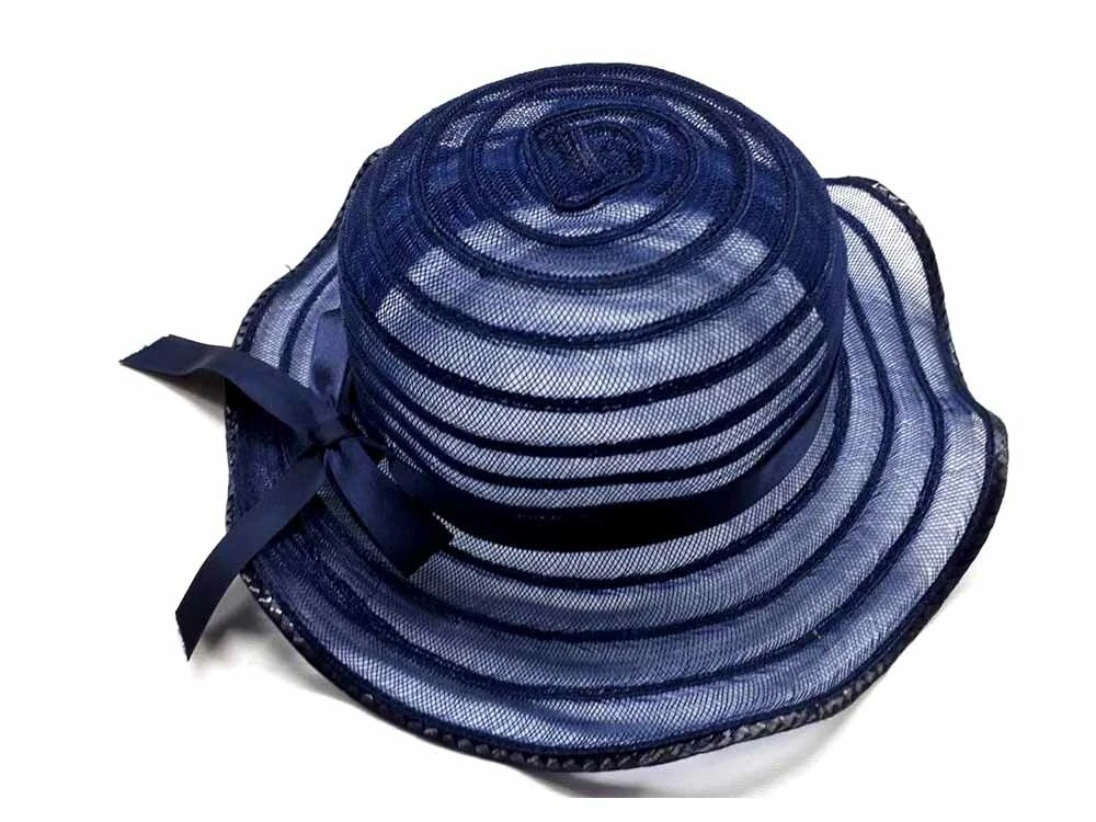 Blue Lapel Wave Hat Girl Elegant Ceremony Girl Hat Nanny Kids