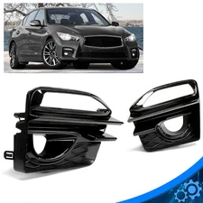 2x For 2014-2017 Infiniti Q50 Sport Front Bumper Fog Light Lamp Cover Bezel Pair