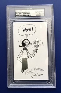 George Wildman 3x5 Sketch Olive Oyl Auto Psa/Dna 