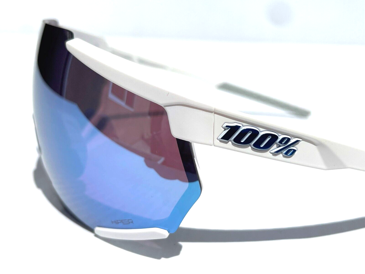 NEW 100% Percent RACETRAP 3.0 Matte White HiPER Blue Mirror 