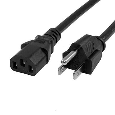 Grandmax 12 FT Heavy Duty Computer Power Cord - NEMA 5-15P to C13, 18AWG, Black