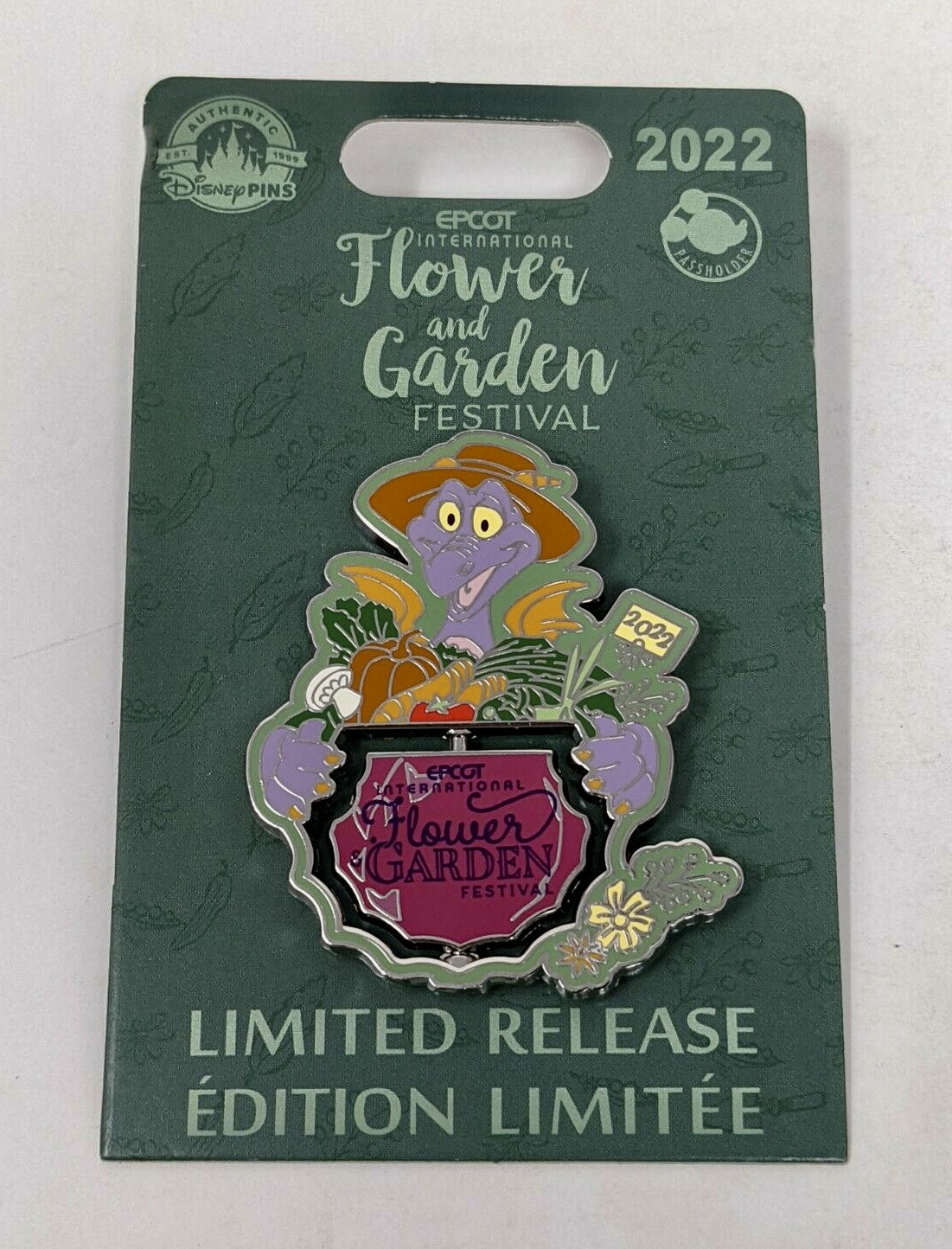 Disney Epcot 2022 Flower & Garden Festival Figment Limited Release Spinner Pin
