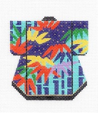 Oriental Bamboo on Navy Petite Kimono handpainted Needlepoint Canvas by LEE