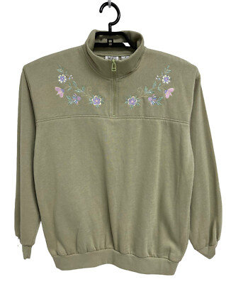 Vintage Jason Maxwell Women's Light Green Floral Pullover Sweatshirt Size M