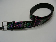 ABSTRACT PATTERNED - FLEUR DE LIS - GENUINE LEATHER - XL 42-44 SIZE 1 1/2" BELT 