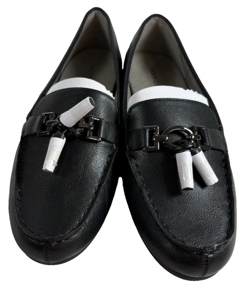 Aerosoles Mujer Deanna Zapatos Mocasines de Conducción Negros Sin usar, Puntera Sin Cordones Borla 8 Nuevos Foto 4 de 4
