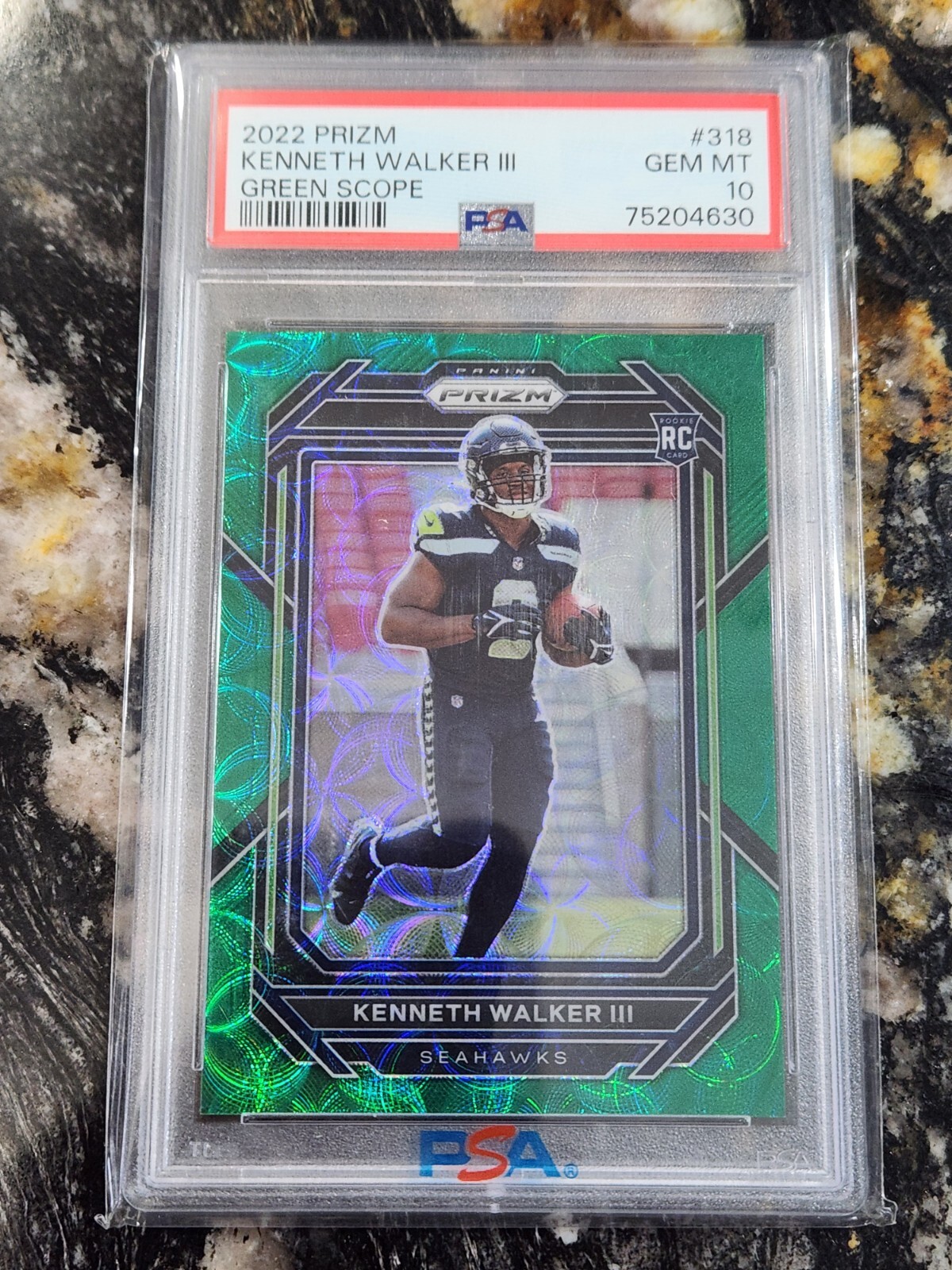 2022 Kenneth Walker III RC #318 Green Scope Prizm Psa 10 Gem Mint #19/75!!!