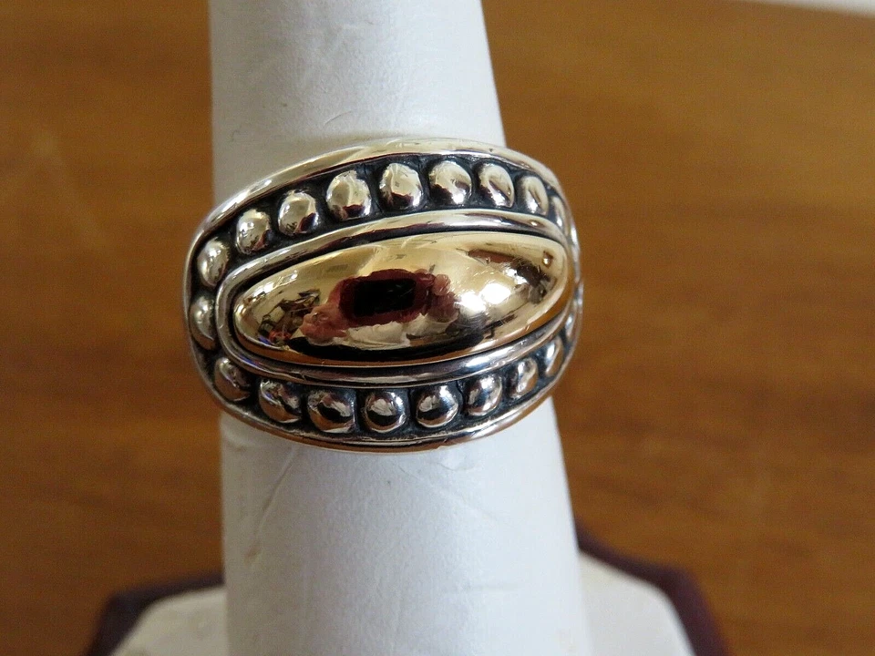 Anillo Cúpula James Avery Cuentas - Talla 7 Oro 14Kt y Plata de Ley