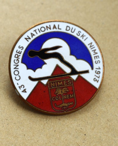 Insigne De Ski FFS 1974 - 44e Congrès De Divonne-les-Bains - Broche Vintage Sport D'hiver