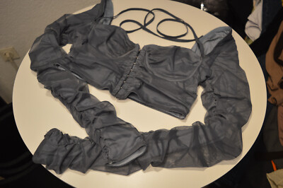 Schönes Cropped Top Langarm mit Mesh Oh Polly Gr. 38 gerafft