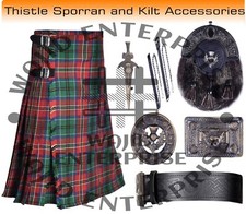 Clan McCulloch Tartan 8 Yard Kilt - Scottish Kilt Accessories Deal for Men's