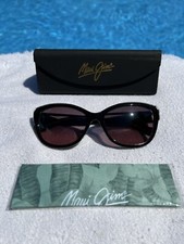 Maui Jim Plumeria MJ768-02K Cat Eye Black Clear / Red Pink lenses Polarized