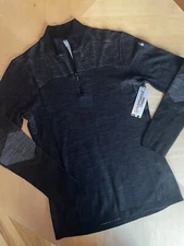 $140+ NEW! SMARTWOOL Men Intraknit Thermal Merino 1/4-Zip Base Layer Top—M—BLACK