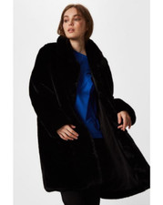 James Lakeland Women's Black Faux Fur Coat Uk Size S #ref107