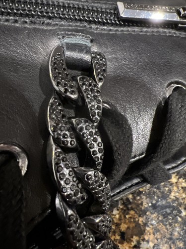 Karl Lagerfeld Paris Suki Chain-Trim Leather Combat Boots Size 7.5M - Picture 8 of 13