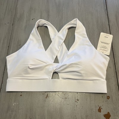 NWT Fabletics White Oasis Twist Front Medium Impact Sports Bra Sz 1X (16-18)