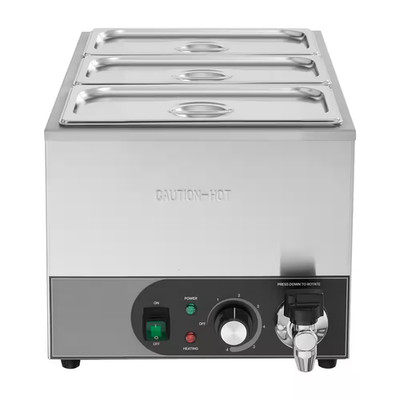 Commercial Food Warmer, Fast Heating Countertop Buffet Bain Marie with Power Cor