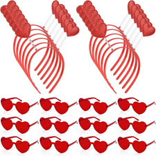 24 Pieces Heart Sequin Headbands Bopper and Heart Sunglasses for Valentines Day