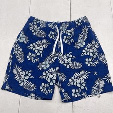 Trunks Surf  Swim Co Swim Shorts Mens Large Blue Hawaiian Floral Comfort Lined