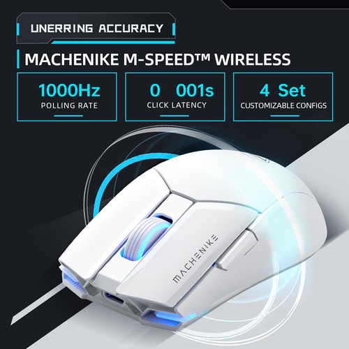 Mouse da gioco wireless, 26.000 DPI, sensore PAW3395, RGB retroilluminato, design ergonomico,... - Foto 3 di 7