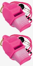 Fox 40 Sonik Blast CMG 3-Chamber Pealess Whistle + Lanyard, Pink (2-Pack)