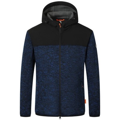 Blue Wave Übergrößen Strick-Fleecejacke navy melange
