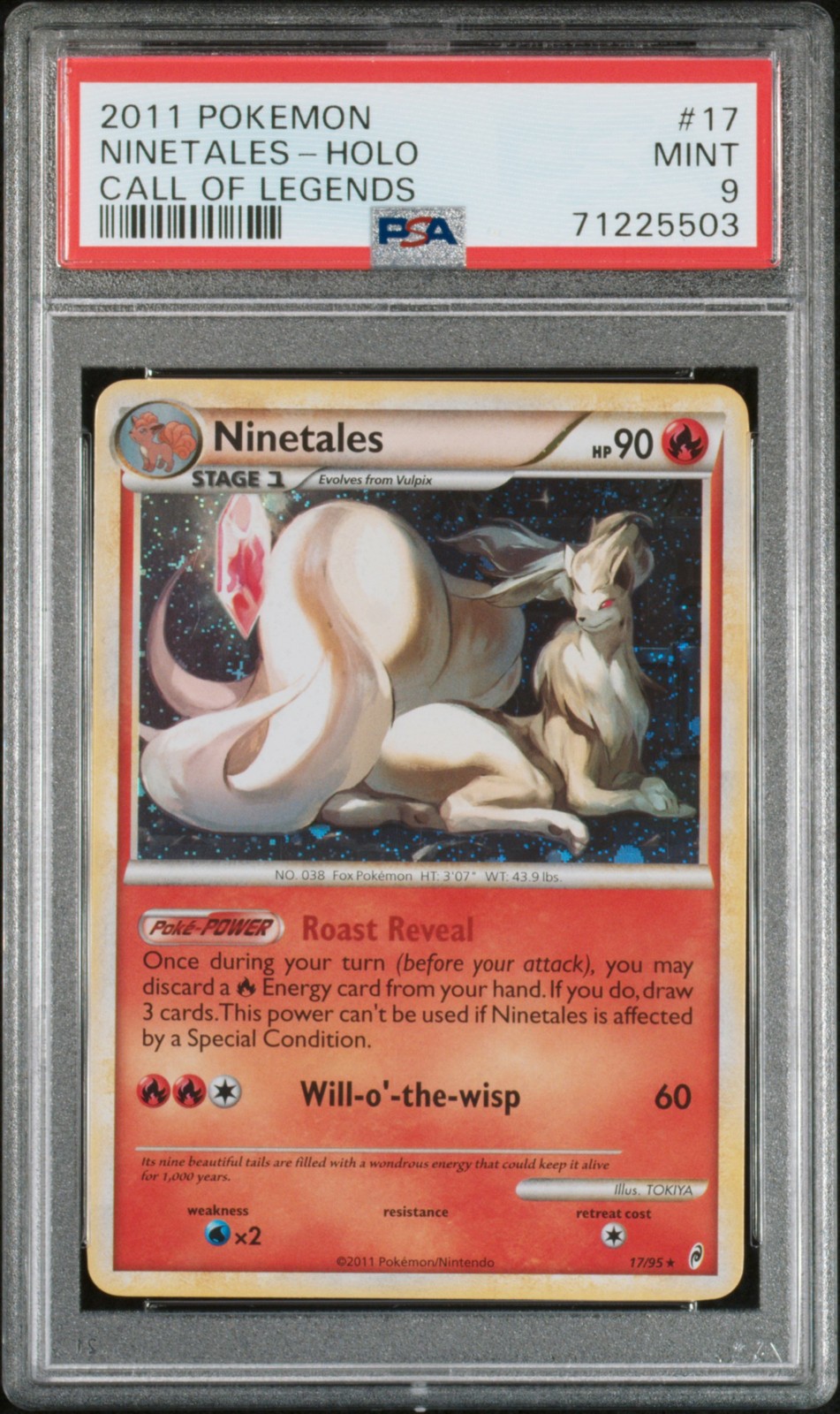 2011 POKEMON CALL OF LEGENDS #17 NINETALES-HOLO PSA 9
