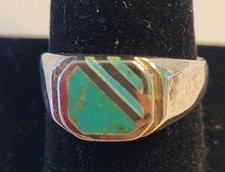 Vintage, Sterling Silver Ring, Genuine Turquoise, Sizes 9.75 And 10