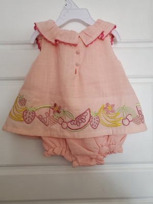 Baby Flapdoodles 6/9 Months Peach Fruit Dress