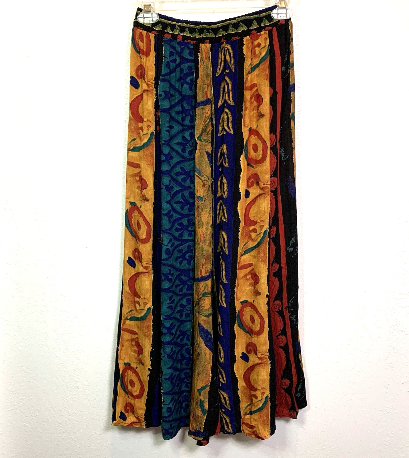 Vtg Maxi skirt Womens Sz 6 Flared Prairie Art Flowy Boho Festival Peasant 90s-image