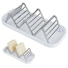Stainless Steel Wavy Soap Dish Holder Removable Drain Tray Bathroom Kitchen Sink