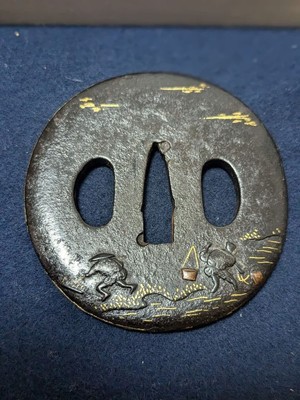 High Quality Edo Period Japanese Sword Tsuba Rice Planting Design Collectible