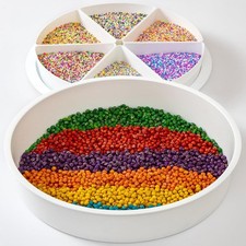 Round Sensory Bin with Lid Large 16.9" , Sealable 6 Removable Storage Dividers