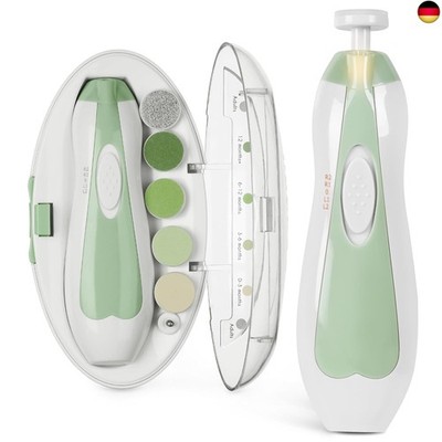 haakaa Elektrischer Baby-Nagelknipser, Baby-Nagelfeilen-Set mit 6 Schleifkopf