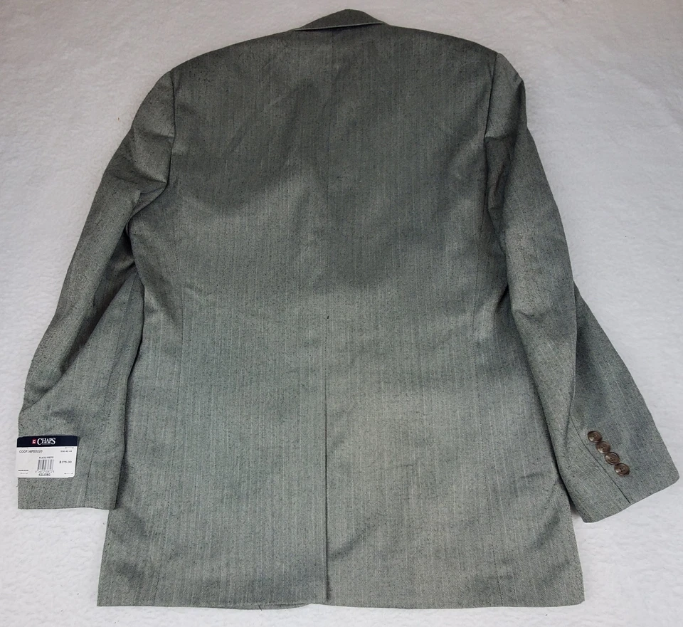 Chaps Mens Black and White Herringbone Blazer Stretch Preppy 42L NEW - Image 3 of 4
