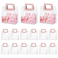 15 Pcs Clear Plastic Gift Bags with Handles, Clear PVC Gift Wrap Bags Transpa...
